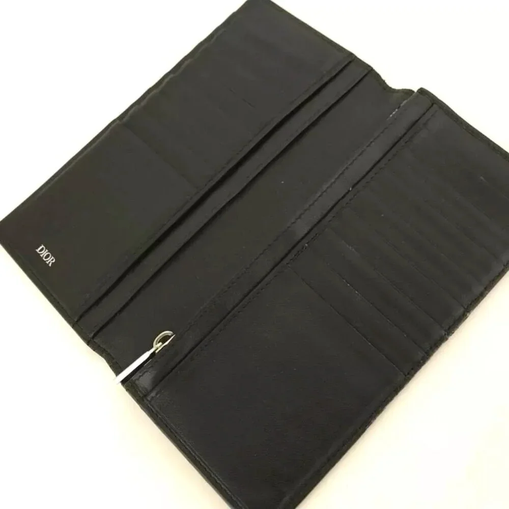 $1495 Authentic DIOR by CHRISTIAN DIOR Made in ITALY Unisex Black Leather Wallet